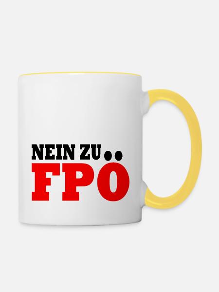 Nein zu fpö - Tasse zweifarbig - Weiß/Gelb