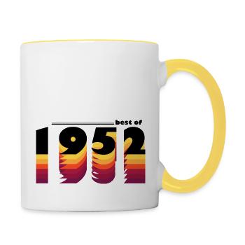 Zeitloser Vintage-Stil von 1952 - 73. Geburtstag - Tasse zweifarbig - Weiß/Gelb - Rechts