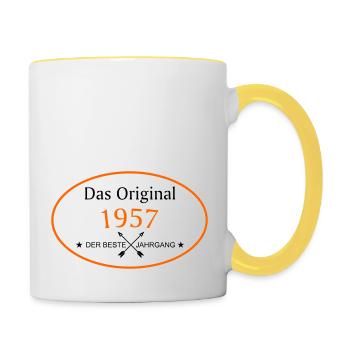 1957 - der beste Jahrgang - Tasse zweifarbig - Weiß/Gelb - Rechts
