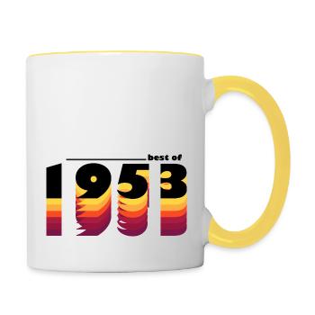 Vintage Bold Hommage à 1953 - Célébrer le 72ème - Mug contrasté - blanc/jaune - Droite