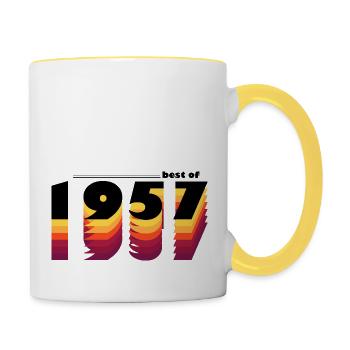 Best of 1957 - Feiern Sie 68 Jahre mit Vintage - Tasse zweifarbig - Weiß/Gelb - Rechts