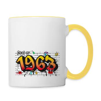 Retro 1963 Graffiti – 62 Years of Iconic Edge - Contrasting Mug - white/yellow - Right