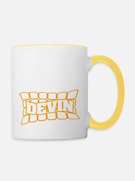 Geschenk für Devin - Tasse zweifarbig - Weiß/Gelb