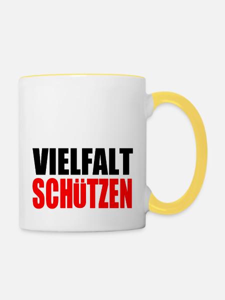 vielfalt schützen - Tasse zweifarbig - Weiß/Gelb