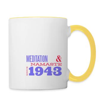 Meditation & Namaste Vibes Since 1943 - 82 Years - Contrasting Mug - white/yellow - Right