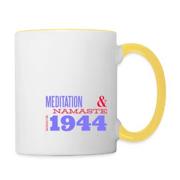 Spiritual Peace & Meditation Since 1944 - 81 - Contrasting Mug - white/yellow - Right
