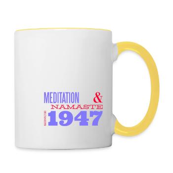 1947 - 78 Jahre Meditation & Harmonie - Tasse zweifarbig - Weiß/Gelb - Rechts