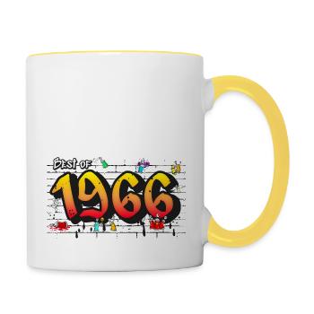 Retro Rebel 1966 Graffiti – 59 Jahre Urban - Tasse zweifarbig - Weiß/Gelb - Rechts