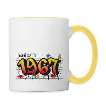 Classic Rebel 1967 Graffiti – 58 Jahre Ikone - Tasse zweifarbig - Weiß/Gelb - Rechts