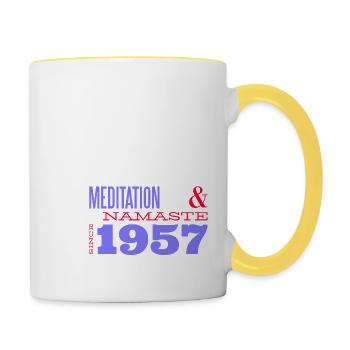 Vivre w but depuis 1957 - 68 ans de force et - Mug contrasté - blanc/jaune - Droite