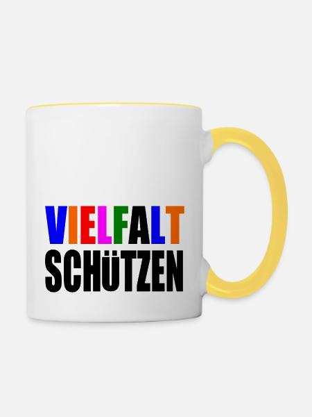 vielfalt schützen - Tasse zweifarbig - Weiß/Gelb