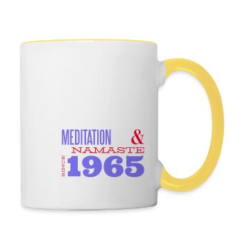 Voyage en pleine conscience depuis 1965 - 60 ans - Mug contrasté - blanc/jaune - Droite
