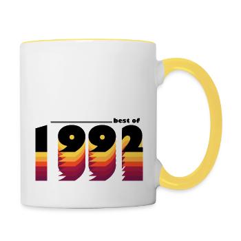 Vintage Timeless Style von 1992 - 33. Geburtstag - Tasse zweifarbig - Weiß/Gelb - Rechts