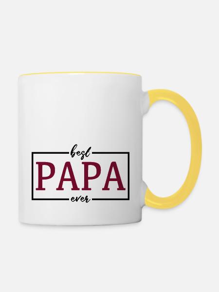 Der beste Papa - Tasse zweifarbig - Weiß/Gelb