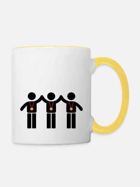 Medaille - Tasse zweifarbig - Weiß/Gelb