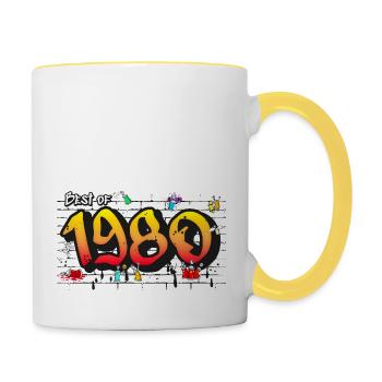 Best of 1980 Graffiti – 45 Years of Grunge Spirit - Contrasting Mug - white/yellow - Right