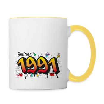 Best of 1991 Graffiti – 34 Years of Retro Edge - Contrasting Mug - white/yellow - Right