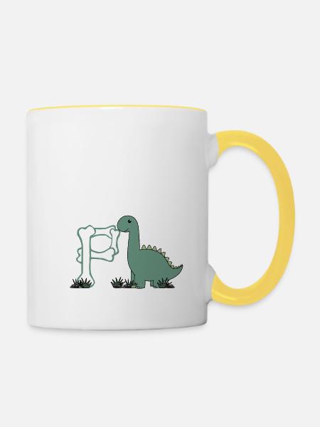 Buchstabe P - Tasse zweifarbig - Weiß/Gelb