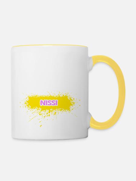 Geschenk für Nissi - Tasse zweifarbig - Weiß/Gelb