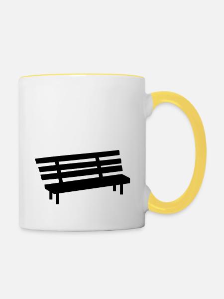 Parkbank - Tasse zweifarbig - Weiß/Gelb