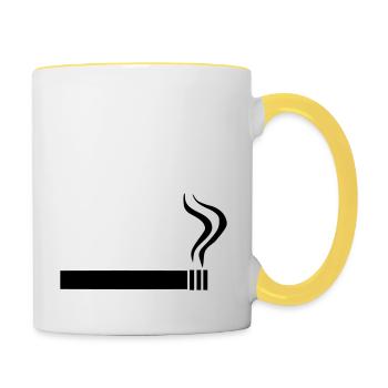 Zigarette - Rauchen - Tasse zweifarbig - Weiß/Gelb - Rechts