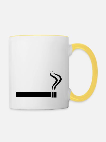 Zigarette - Rauchen - Tasse zweifarbig - Weiß/Gelb