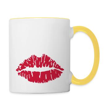 Lippen - Tasse zweifarbig - Weiß/Gelb - Rechts