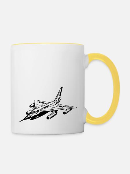 Flugzeug - Tasse zweifarbig - Weiß/Gelb