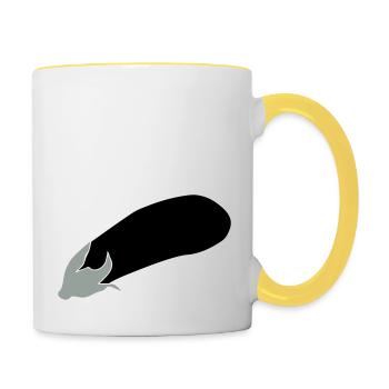aubergine - Mug contrasté - blanc/jaune - Droite