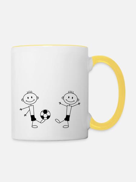 Play Soccer Boys - Tasse zweifarbig - Weiß/Gelb