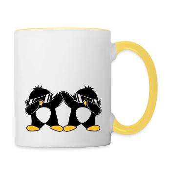 2 Dab Pinguine - Tasse zweifarbig - Weiß/Gelb - Rechts
