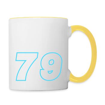 79 Zahl Symbol - Tasse zweifarbig - Weiß/Gelb - Rechts