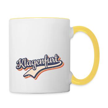 Österreich Klagenfurt Kärnten Vintage Typografie - Tasse zweifarbig - Weiß/Gelb - Rechts