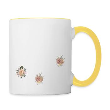 102e anniversaire fleuris (Cadeau de 102 ans) - Mug contrasté - blanc/jaune - Droite