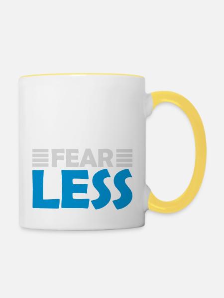 fearless Text Zitat Design - Tasse zweifarbig - Weiß/Gelb