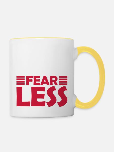 fearless Text Zitat Design - Tasse zweifarbig - Weiß/Gelb