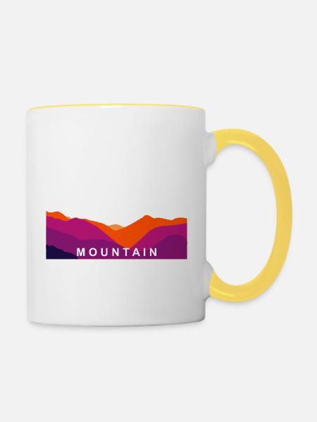 Bergsilouette Mountain - Tasse zweifarbig - Weiß/Gelb