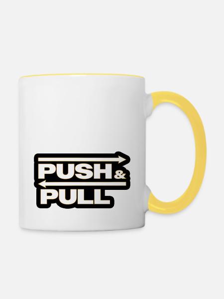 Push and Pull black - Tasse zweifarbig - Weiß/Gelb