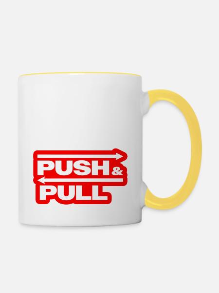Push and Pull Red - Tasse zweifarbig - Weiß/Gelb