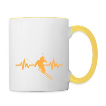 Heartbeat Ski Ski freestyle - Mug contrasté - blanc/jaune - Droite