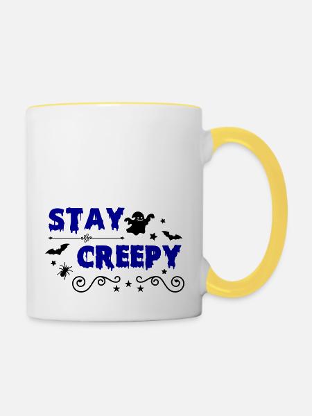 stay creepy 02 - Tasse zweifarbig - Weiß/Gelb