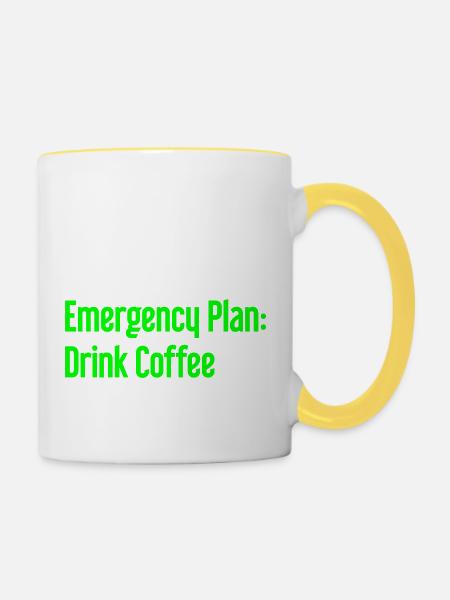 Kaffee-Notfallplan - Tasse zweifarbig - Weiß/Gelb