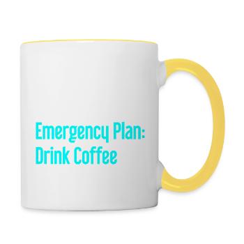 Kaffee-Notfallplan - Tasse zweifarbig - Weiß/Gelb - Rechts