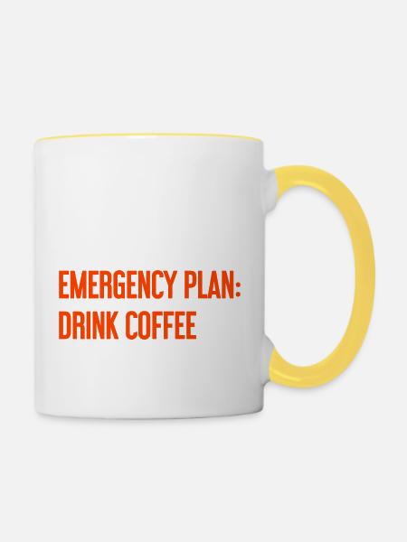 Kaffee-Notfallplan - Tasse zweifarbig - Weiß/Gelb