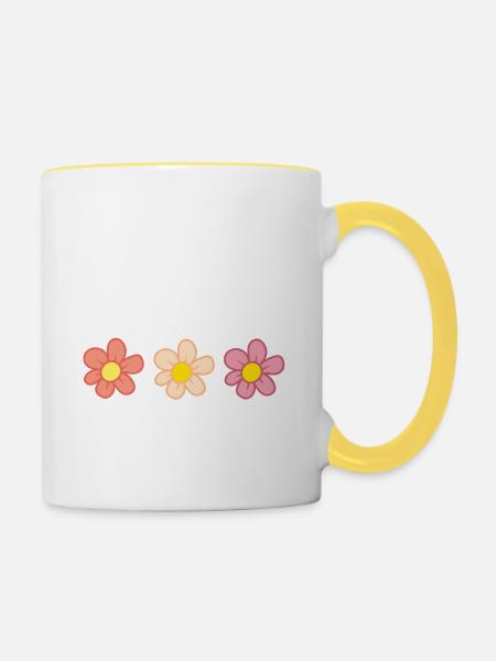 Blumen - Tasse zweifarbig - Weiß/Gelb