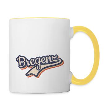Österreich Bregenz Vorarlberg Vintage Typografie - Tasse zweifarbig - Weiß/Gelb - Rechts