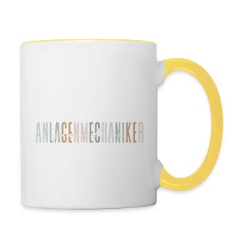 geprüfter Anlagenmechaniker - edles Design - Tasse zweifarbig - Weiß/Gelb - Rechts