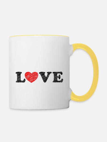 Herz scribble - Tasse zweifarbig - Weiß/Gelb