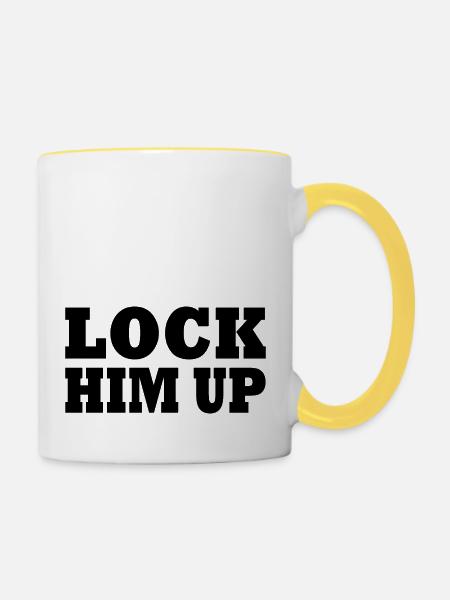Lock him up - Tasse zweifarbig - Weiß/Gelb