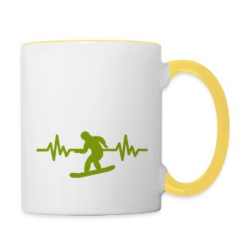 Heartbeat Snowboard - Winter Sports Snow Slope - Contrasting Mug - white/yellow - Right